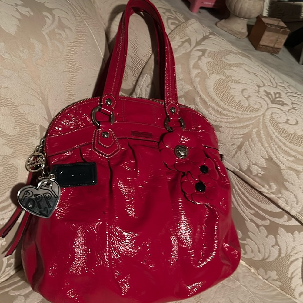 Coach Rare 2012 Set of Poppy Red Patent Leather Satchel & Wristlet Both in EUC - Picture 2 of 16